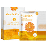 Vitamin C Face Mask Sheet with Hyaluronic Acid,10Pcs Moisturizing Anti Aging Face Masks with Plant Extract, Deeply Hydration & Firming, Antioxidant, Improves Rough Skin, Vitamin C Face Mask for Women